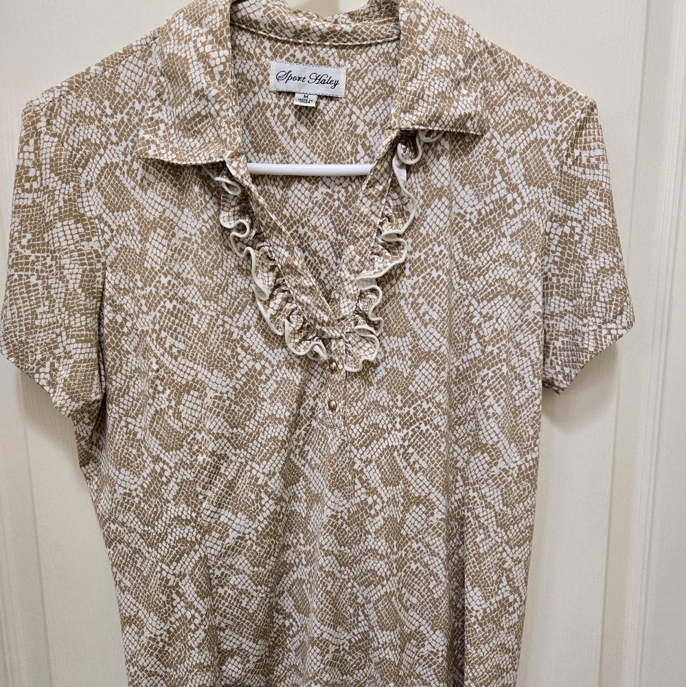 Sport Haley Tan Lightweight Snake Print Top